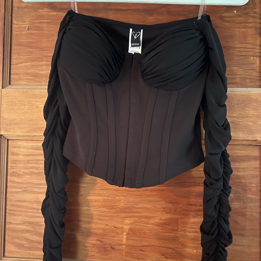 Windsor Black Ruched Bustier Bodysuit